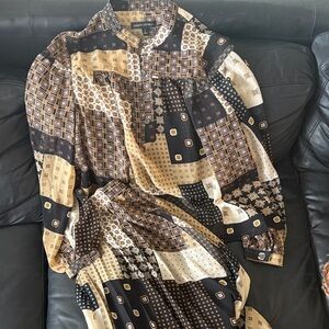 Banana Republic Women's Geometric Patchwork set - Black, Brown, Cream